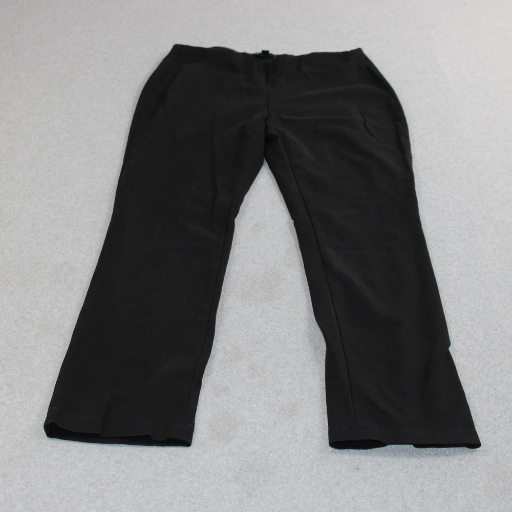 Eileen Fisher Pants Women 4P Petite Black Straight Knit Pull On Stretch Office